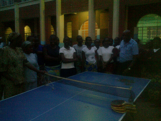 Donated table tennis set for girls hostel in Commune of Panda (Likasi)